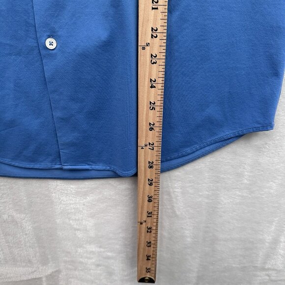 Bugatchi Shirt Mens M Blue Ooohcotton 8 Way Stretch Business Casual Button Down - Picture 7 of 8